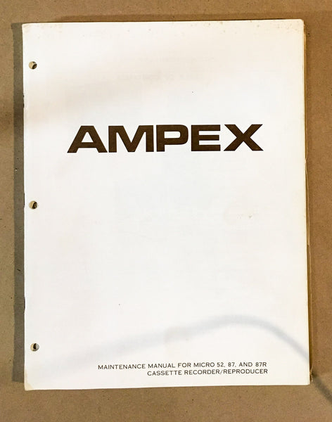 Ampex Micro 52 87 87R Cassette Player Service Manual *Original* #1