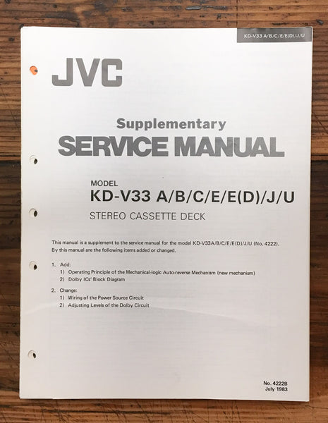 JVC KD-V33 Cassette  Supplementary Service Manual *Original*