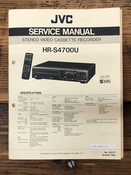 JVC HR-S4700U VCR  Service Manual *Original* #1