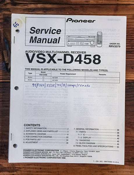 Pioneer VSX-D458 Receiver  Service Manual *Original*