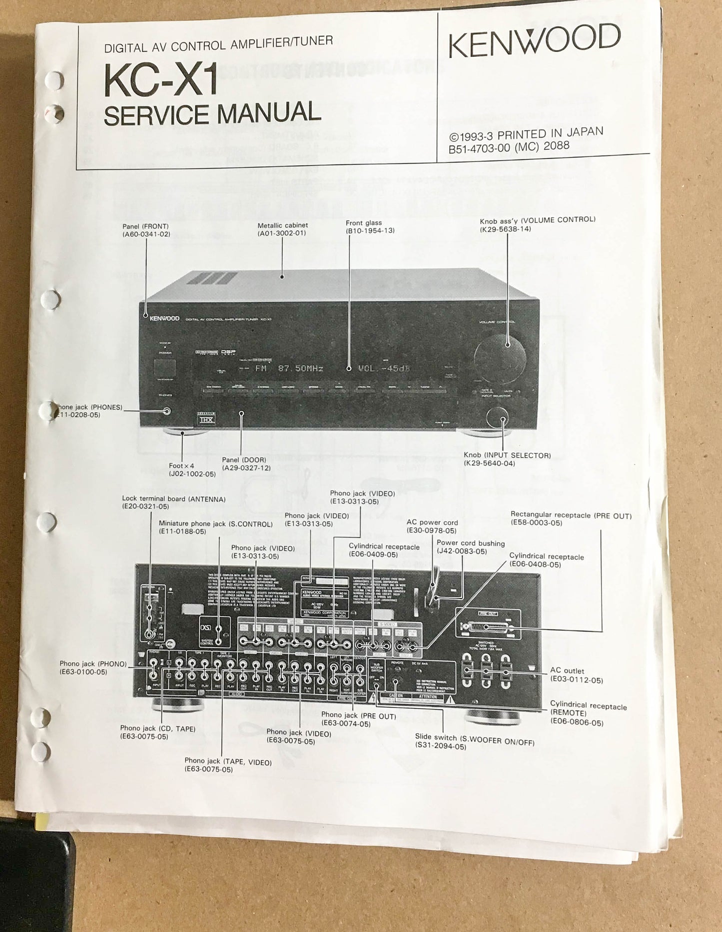 Kenwood KC-X1 Preamp / Preamplifier  Service Manual *Original*