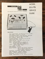 Sony Model 211-TS Tape Recorder Service Manual *Original*