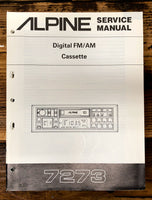 Alpine Model 7273 Car Stereo  Service Manual *Original*