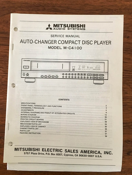 Mitsubishi M-C4100 CD PLAYER Service Manual *Original*