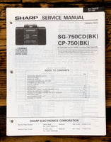Sharp SG-750CD CP-750 Radio / Stereo System Service Manual *Original*
