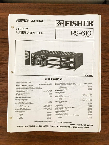 Fisher RS-610 Receiver Service Manual *Original*