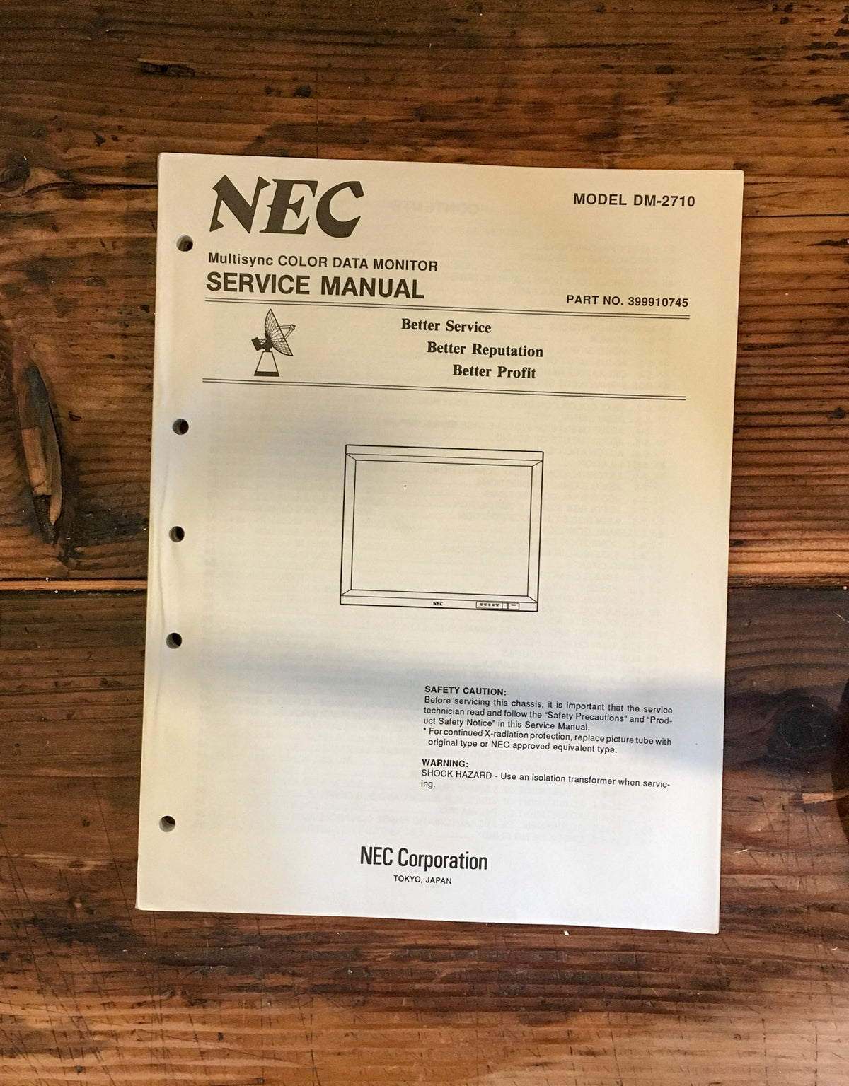 NEC Model DM-2710 Monitor Service Manual *Original*