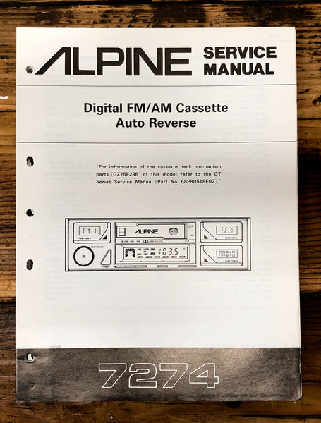 Alpine Model 7274 Car Stereo  Service Manual *Original*