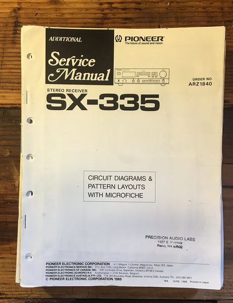 Pioneer SX-335 Receiver Additional Service Manual *Original*