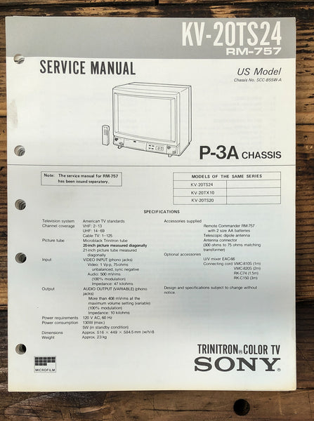 Sony KV-20TS24 TV  Service Manual *Original*