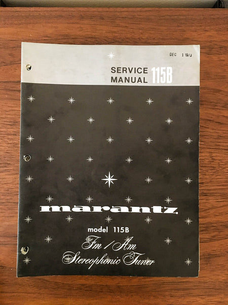Marantz Model 115B Tuner Service Manual *Original*