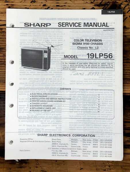 Sharp 19LP56 TV / Television Service Manual *Original*