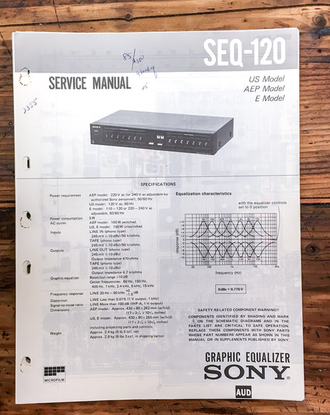 Sony SEQ-120 Equalizer  Service Manual *Original*