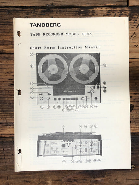 Tandberg Model 6000x Reel to Reel  Owner / User Manual *Original*