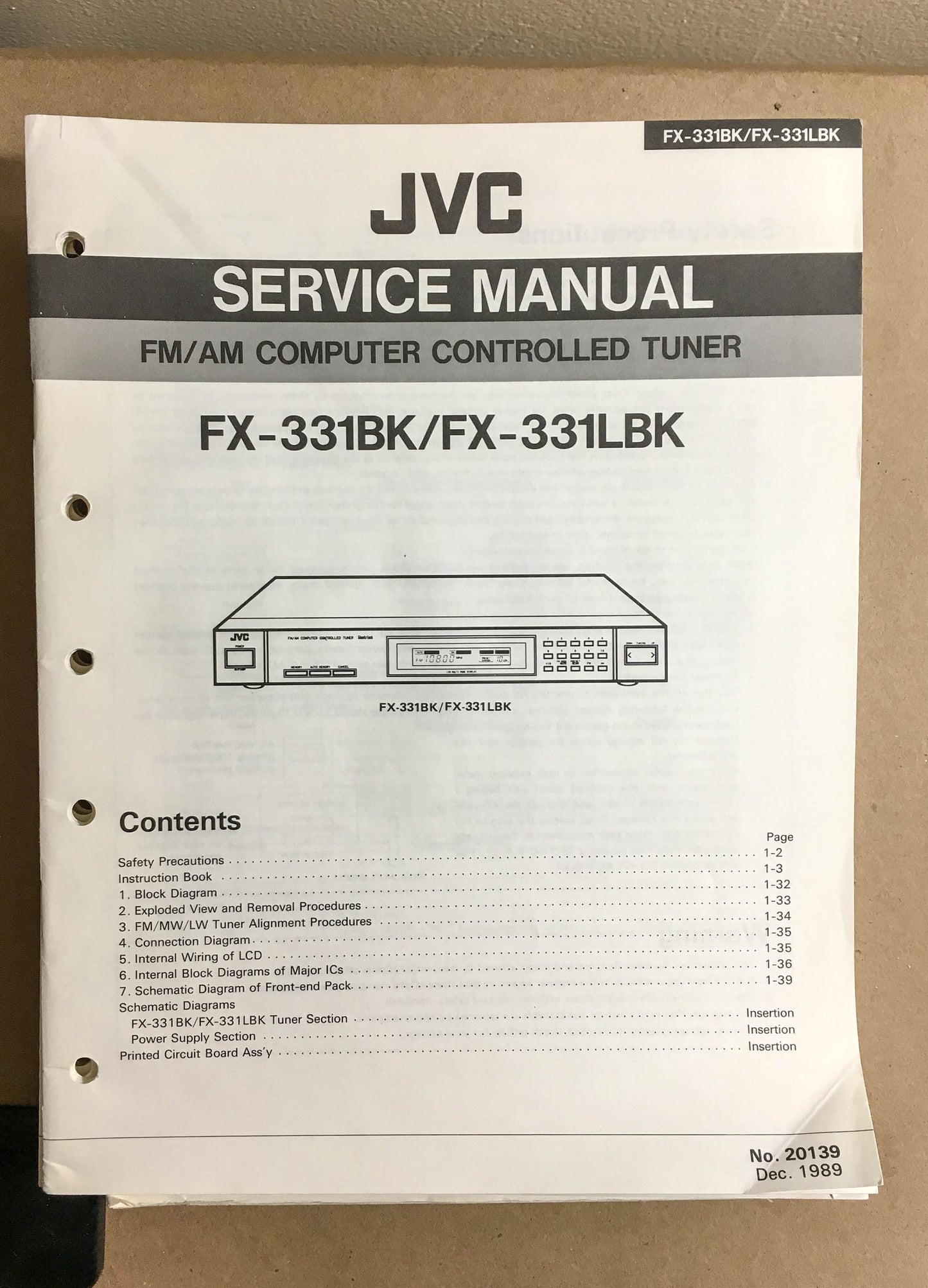 JVC  FX-331BK FX-331LBK Tuner  Service Manual *Original*