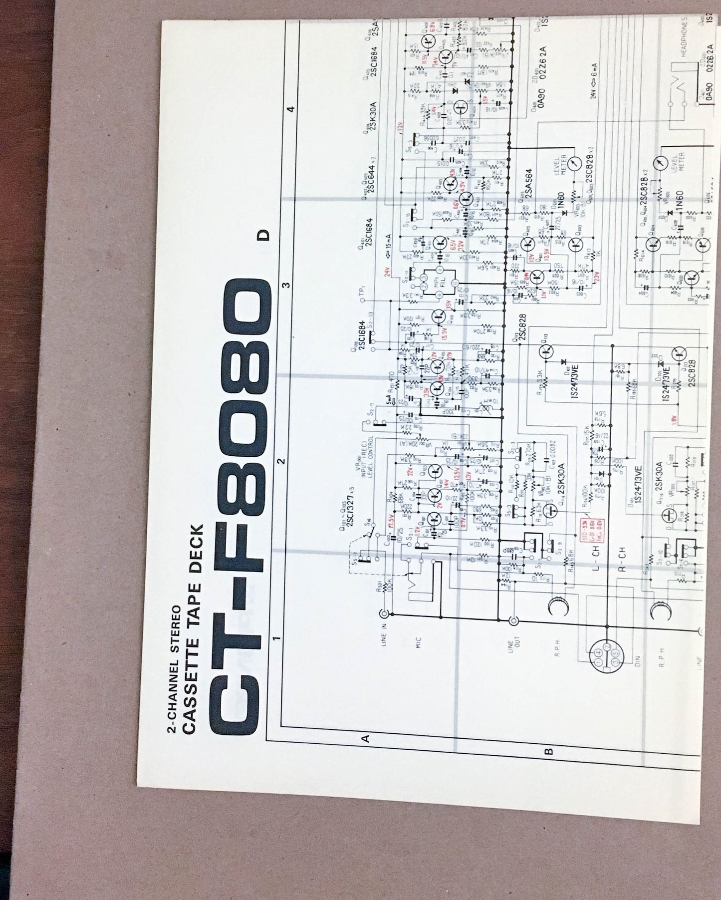 Pioneer CT-F8080 Cassette Deck  Large Fold Out Schematic *Original*