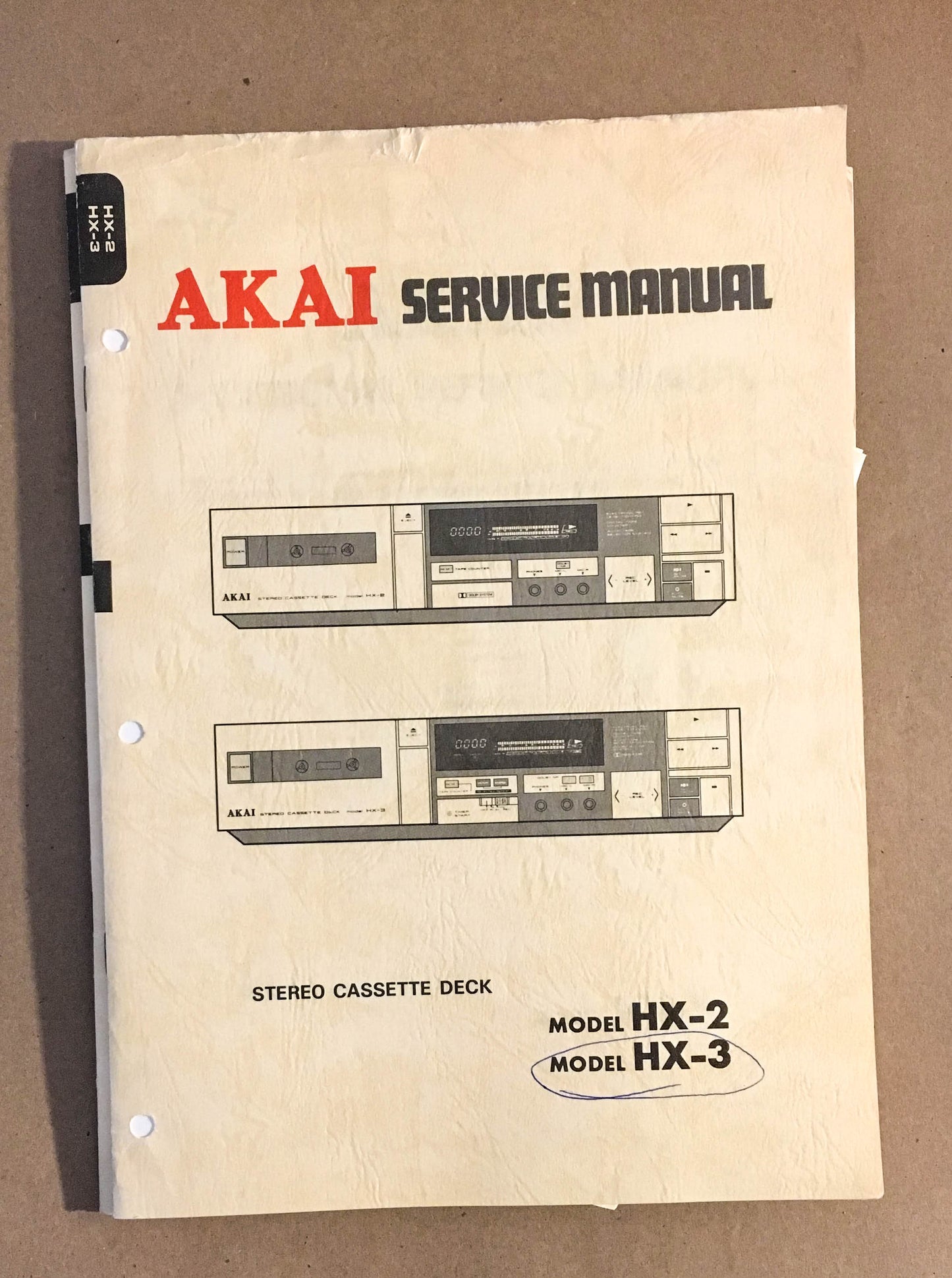 Akai HX-2 HX-3 Cassette Deck  Service Manual *Original*