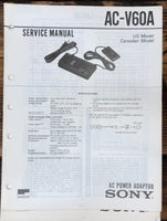 Sony AC-V60A Charger  Service Manual *Original*