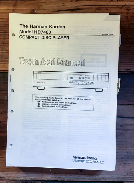 HK Harman Kardon HD7400 HD-7400 CD Player Service Manual *Original* #1