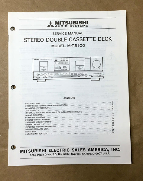 Mitsubishi M-T5100 Cassette Service Manual *Original*