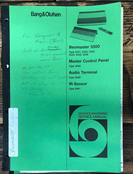 Bang Olufsen B&O Beomaster 5500 Receiver  Service Manual *Original* #1