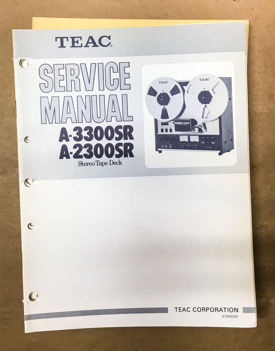 TEAC A-3300SR A-2300SR Reel to Reel Service Manual *Original*