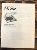 Sony PS-252 Record Player / Turntable  Owner / User Manual *Original*