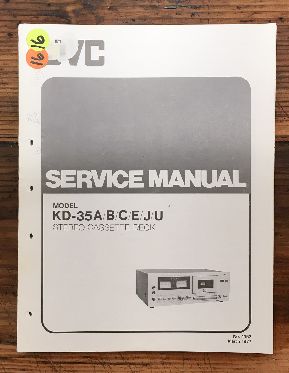 JVC KD-35 Cassette  Service Manual *Original*