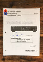Harman Kardon 7625 HD-7625 CD Player  Service Manual *Original*