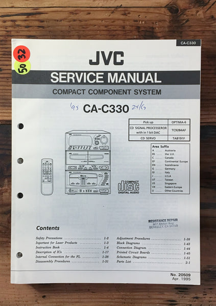 JVC CA-C330 Stereo Service Manual *Original*