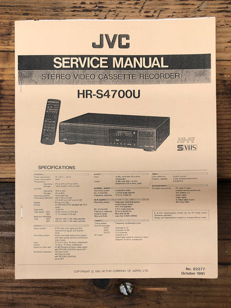 JVC HR-S4700U VCR  Service Manual *Original* #2