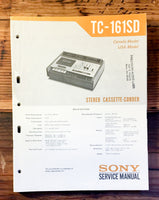 Sony TC-165 Cassette Service Manual *Original*