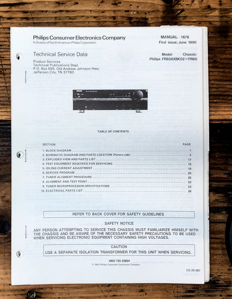Philips FR60 FR-60 Amplifier  Service Manual *Original*
