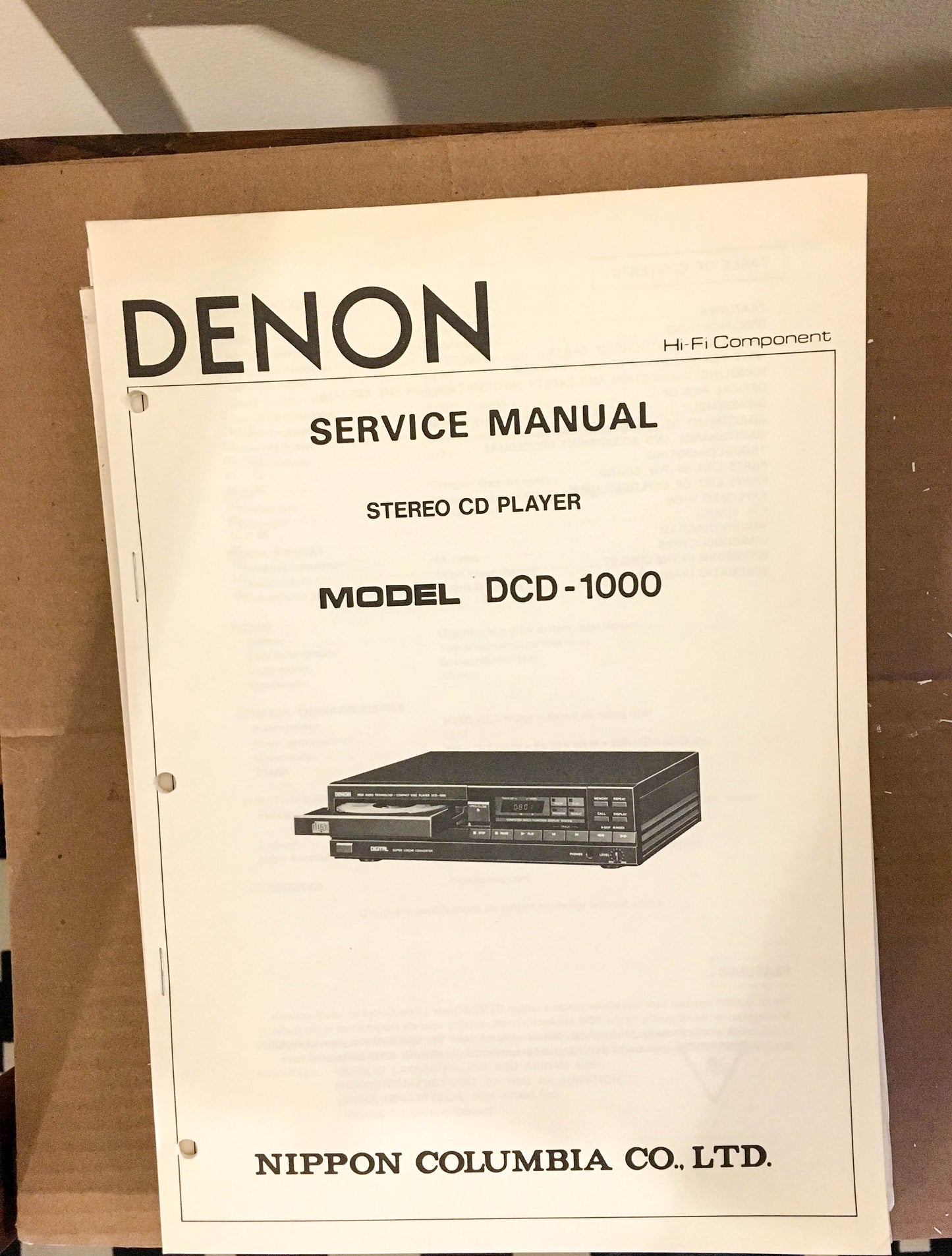 Denon DCD-1000 CD Player Service Manual *Original*