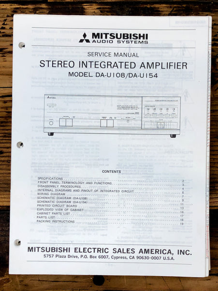Mitsubishi DA-U108 DA-U154 Amplifier Service Manual *Original*