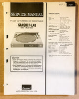 Sansui P-L41 Record Player / Turntable Service Manual *Original*