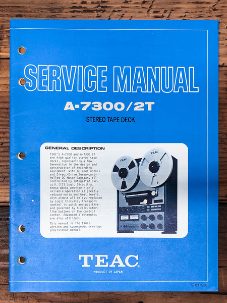 Teac A-7300 A-7300 2T Reel to Reel  Service Manual *Original*