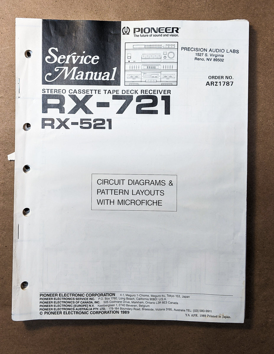 Pioneer RX-721 RX-521 Receiver Service Manual *Original* – Vintage ...