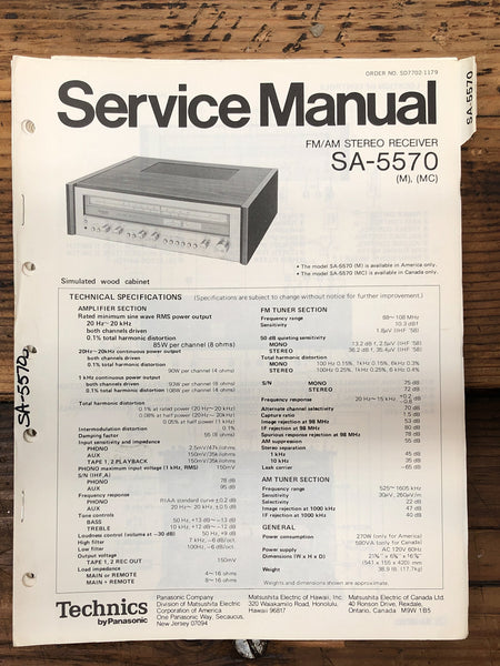 Technics SA-5570 Receiver  Service Manual *Original*