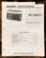 Sharp QT-100 Radio Service Manual *Original*