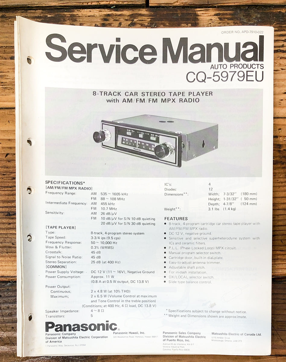 Car Stereo Service Manual *Original* – Vintage Audio Store - Vintage ...