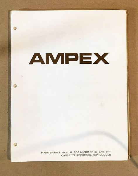 Ampex Micro 52 87 87R Cassette Player Service Manual *Original* #2