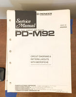 Pioneer PD-M92 CD Player Service Manual *Original*