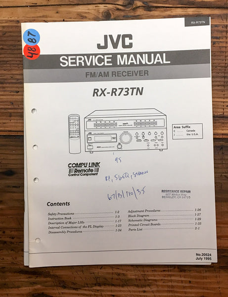JVC RX-R73TN Receiver  Service Manual *Original*