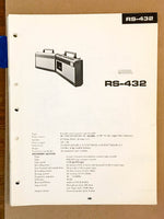 Sharp RS-432 Portable Tape Recorder  Service Manual *Original*