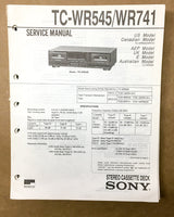 Sony TC-WR545 TC-WR741 Cassette Service Manual *Original*