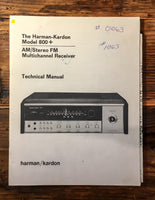 Harman Kardon HK Model 800+ Eight Hundred Plus  Service Manual *Original*