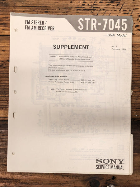 Sony STR-7045 Receiver Supp Service Manual *Original*