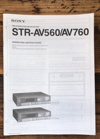 Sony STR-AV560 STR-AV760 Receiver  Owners / User Manual *Original*