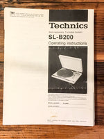 Technics SL-B200 Record Player Turntable Owner / User Manual *Original*